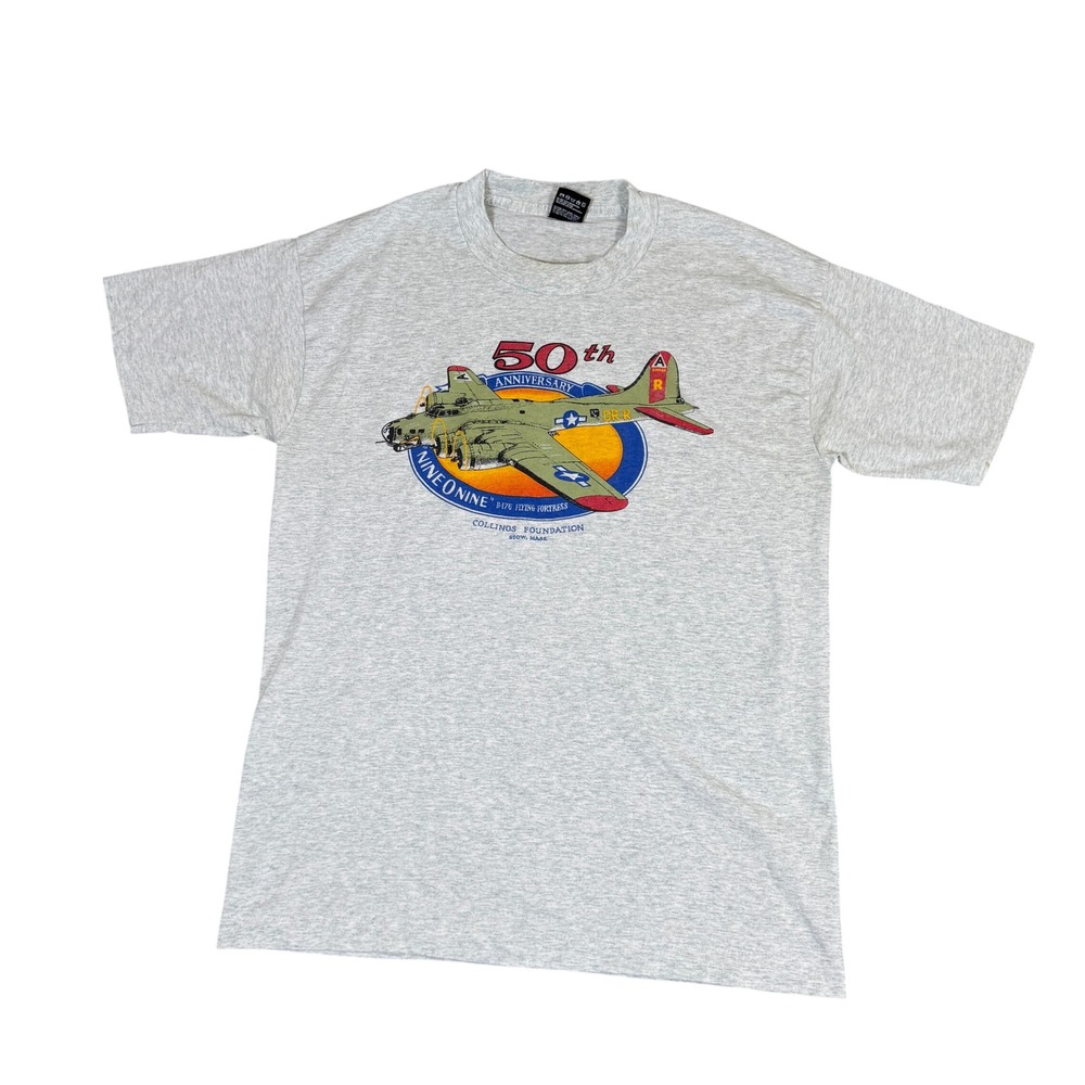 Vintage 90s B-17G Nine-O-Nine Flying Fortress 50th Anniversary T-Shirt Large L
